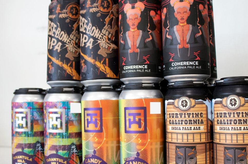 Stacks of local craft brews at our Strickland, Oxnard beer shop.