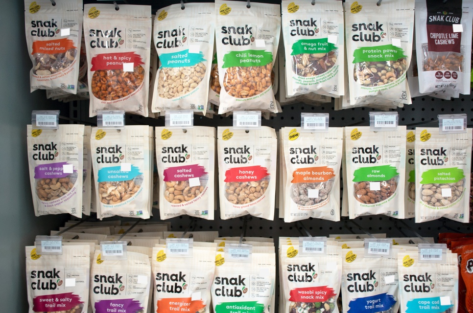 Different types of nuts and trail mixes, some of our Strickland, Oxnard fast snack options.
