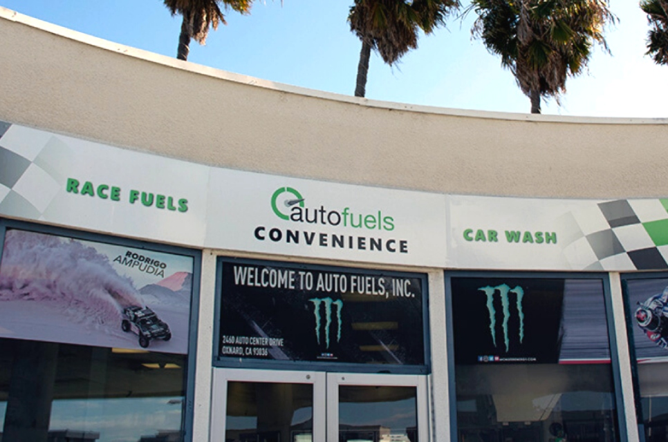 An exterior view of the Convenience Store at Auto Fuels Gas Station, which is known for offering some of the lowest El Rio West, Oxnard gasoline & diesel costs.
